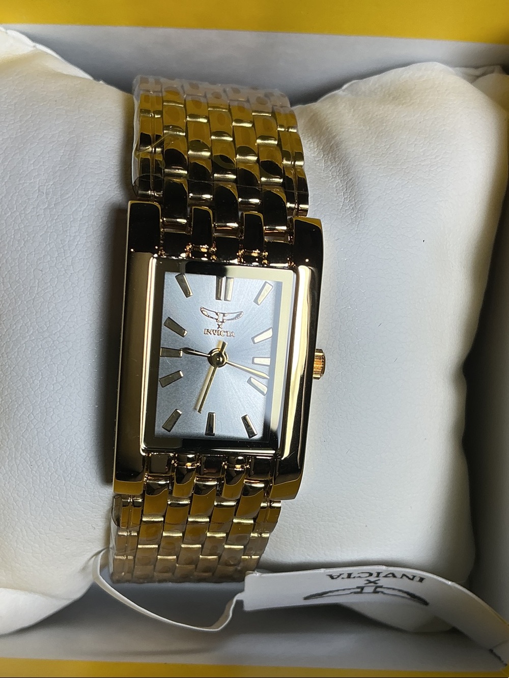 Invicta Women’s Gold-Tone Rectangular Bracelet Watch with Silver Dial - 69891.